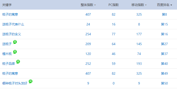 梳子网站稳定首页排名